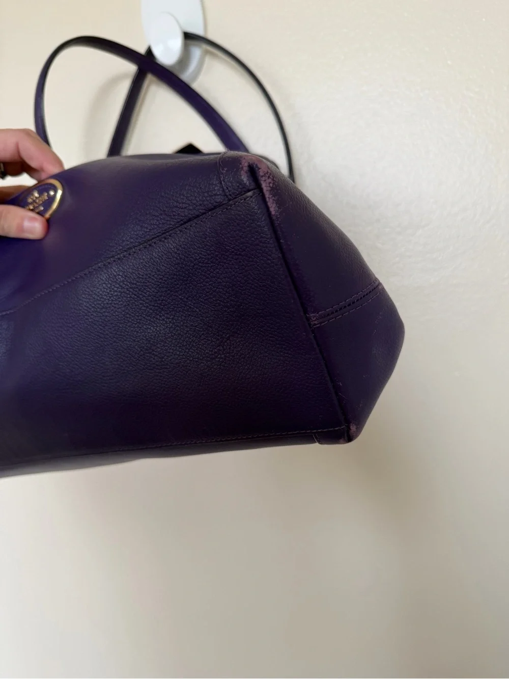 COACH Edie Turnlock Purple Gold Large Pebbled Leather Triple Hobo Shoulder Bag